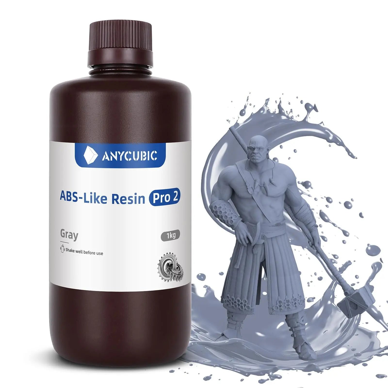 ANYCUBIC ABS-Like Resin Pro 2, Upgraded 8K 3D Printer Resin with Enhanced Strength and Toughness, High Precision, Low Odor, Wide Compatibility for All LCD Resin 3D Printers (Grey, 1kg) - i3dyou