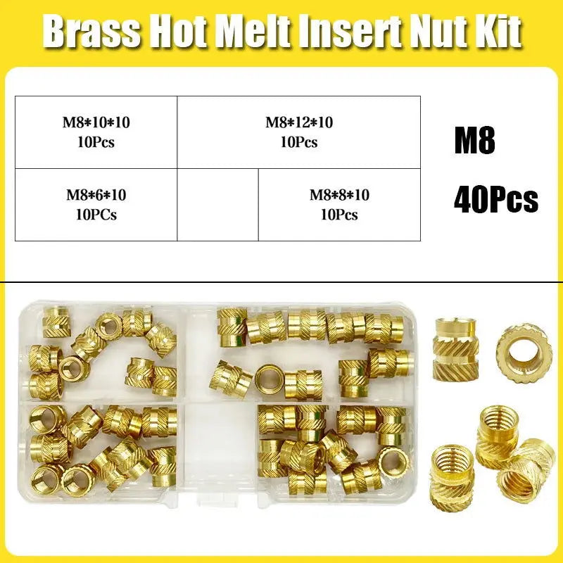 Brass Threaded Insert Nut Kit M2 M2.5 M3 M4 M5 M6 M8 Hot Melt Heat Knurled Embed Injection Copper Insertnut for 3D Print Plastic - i3dyou