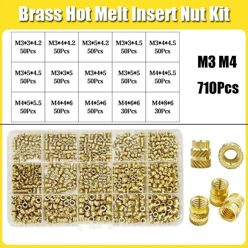 Brass Threaded Insert Nut Kit M2 M2.5 M3 M4 M5 M6 M8 Hot Melt Heat Knurled Embed Injection Copper Insertnut for 3D Print Plastic - i3dyou
