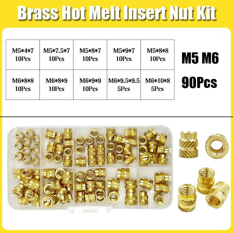 Brass Threaded Insert Nut Kit M2 M2.5 M3 M4 M5 M6 M8 Hot Melt Heat Knurled Embed Injection Copper Insertnut for 3D Print Plastic - i3dyou