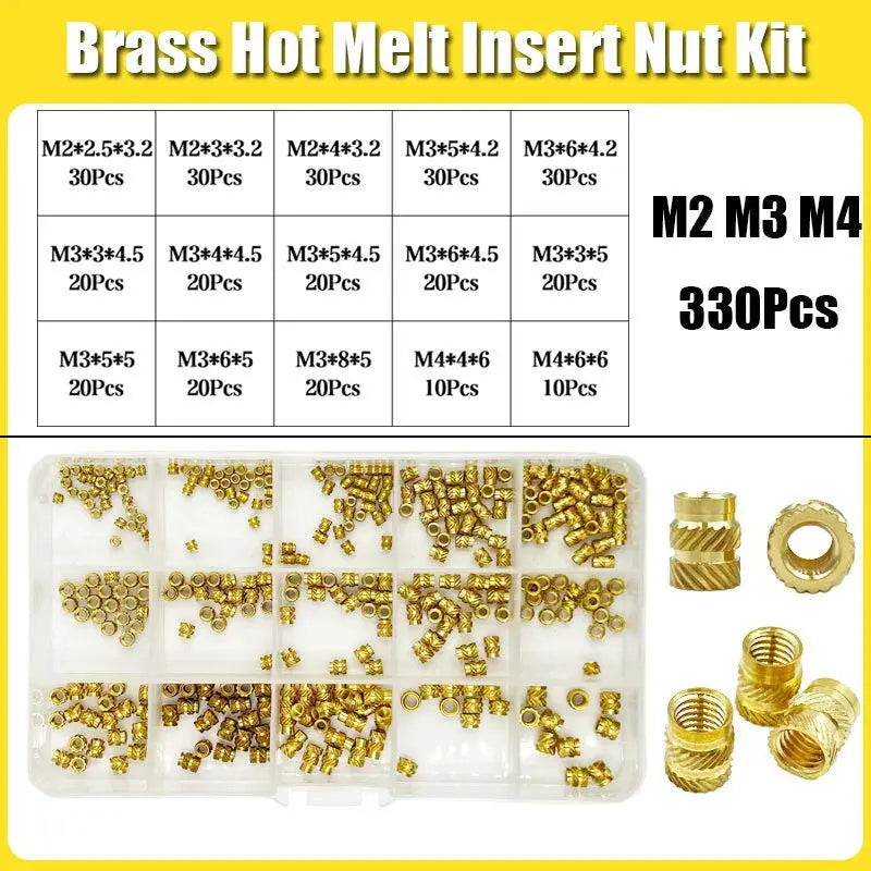 Brass Threaded Insert Nut Kit M2 M2.5 M3 M4 M5 M6 M8 Hot Melt Heat Knurled Embed Injection Copper Insertnut for 3D Print Plastic - i3dyou