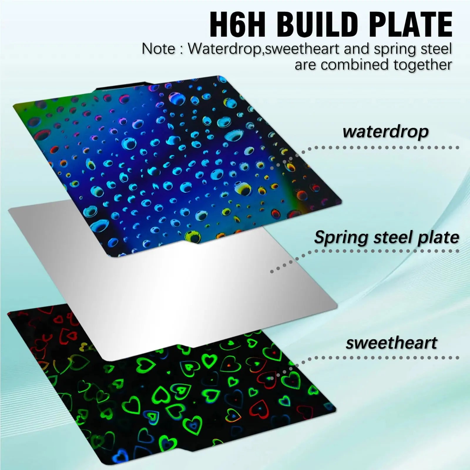 Build Plate for Bambu Lab New Upgraded H1H A1/X1C/X1/X1E/P1P/P1S 3D Printer, Smooth Kaleidoscope+Smooth Skynet Spring Steel Plate Flexible Plate 257x257mm for Bambu 3D Printers - i3dyou