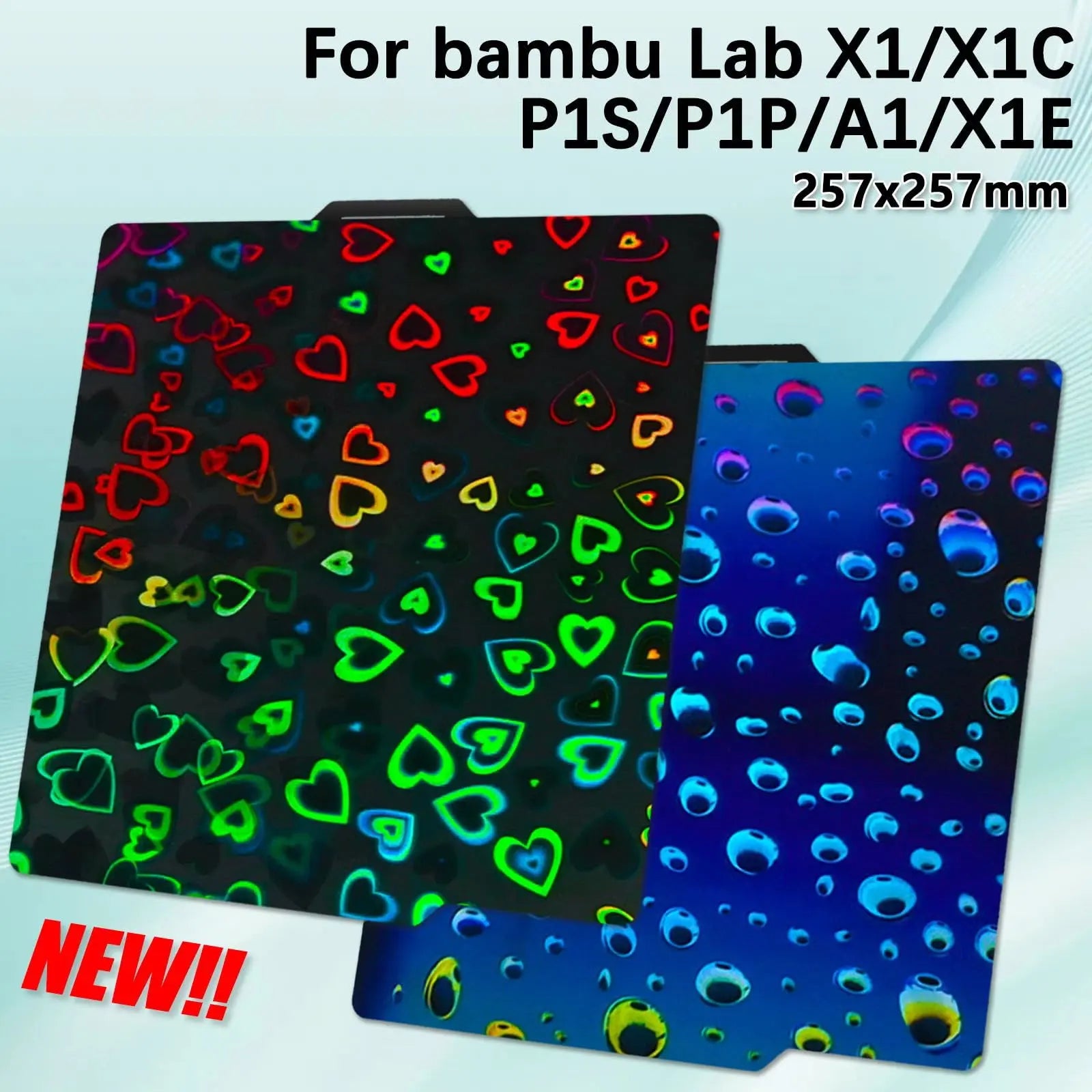 Build Plate for Bambu Lab New Upgraded H1H A1/X1C/X1/X1E/P1P/P1S 3D Printer, Smooth Kaleidoscope+Smooth Skynet Spring Steel Plate Flexible Plate 257x257mm for Bambu 3D Printers - i3dyou
