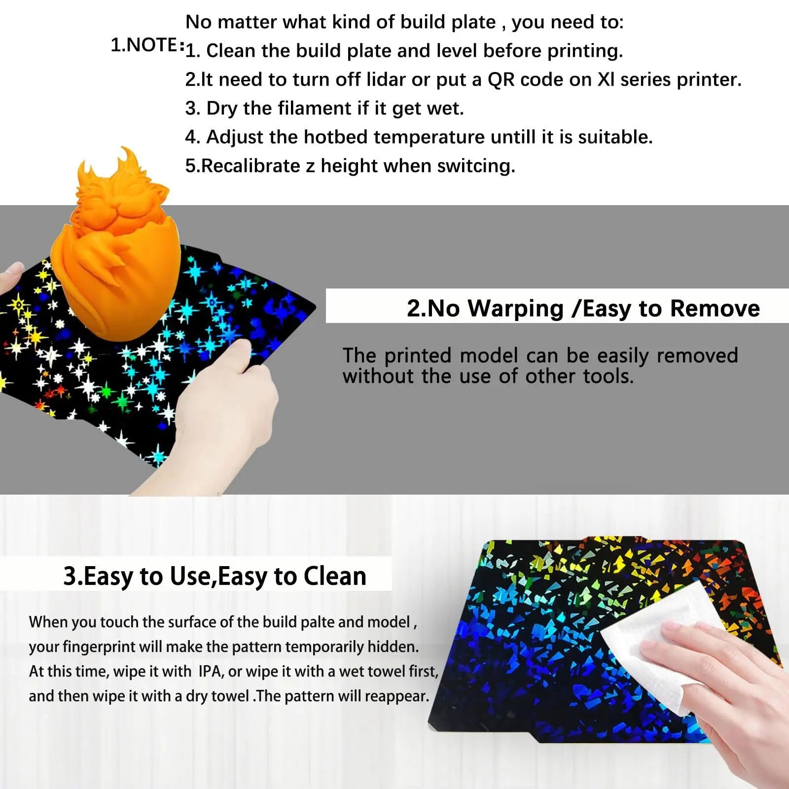 Build Plate for Bambu Lab New Upgraded H1H A1/X1C/X1/X1E/P1P/P1S 3D Printer, Smooth Kaleidoscope+Smooth Skynet Spring Steel Plate Flexible Plate 257x257mm for Bambu 3D Printers - i3dyou