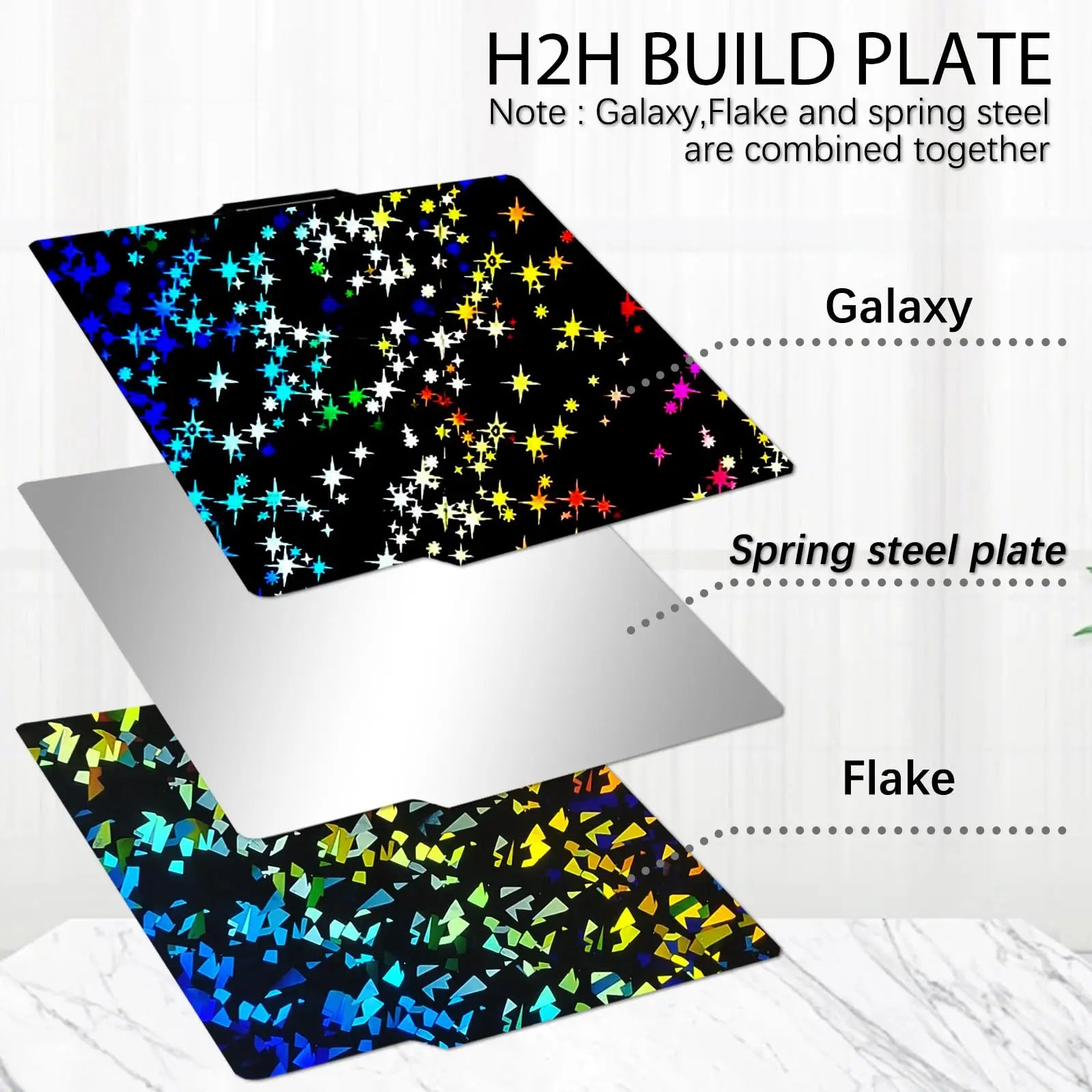 Build Plate for Bambu Lab New Upgraded H1H A1/X1C/X1/X1E/P1P/P1S 3D Printer, Smooth Kaleidoscope+Smooth Skynet Spring Steel Plate Flexible Plate 257x257mm for Bambu 3D Printers - i3dyou