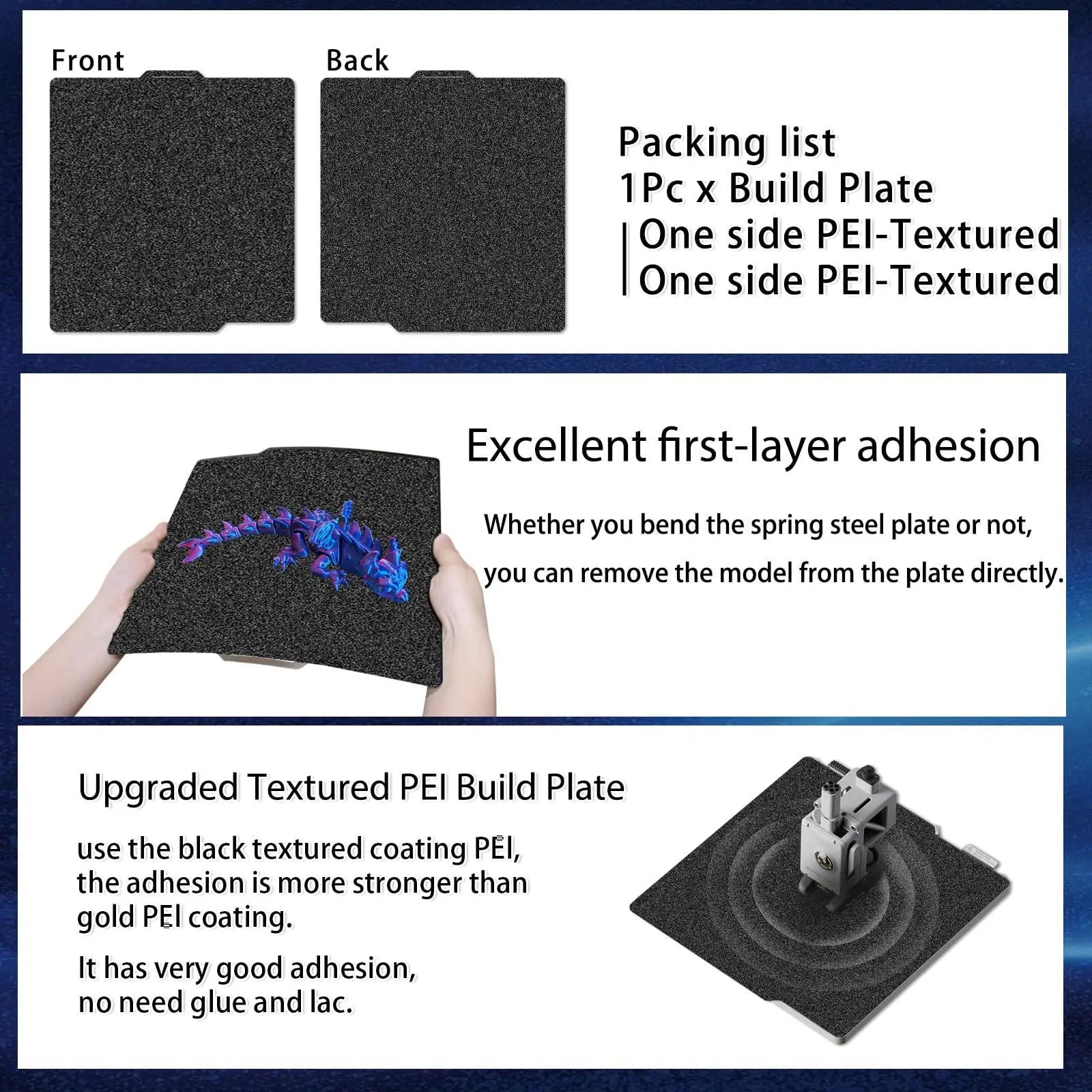 Build Plate for Bambu Lab New Upgraded H1H A1/X1C/X1/X1E/P1P/P1S 3D Printer, Smooth Kaleidoscope+Smooth Skynet Spring Steel Plate Flexible Plate 257x257mm for Bambu 3D Printers - i3dyou