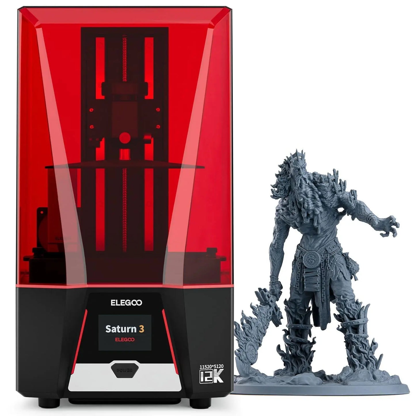 ELEGOO Saturn 4 Ultra 12K Resin 3D Printer, with Smart Automatic Leveling, 10-Inch 12K Monochrome LCD, 150mm/h Faster Printing Speed,8.62x4.84x8.66 Inch Printing Size - i3dyou