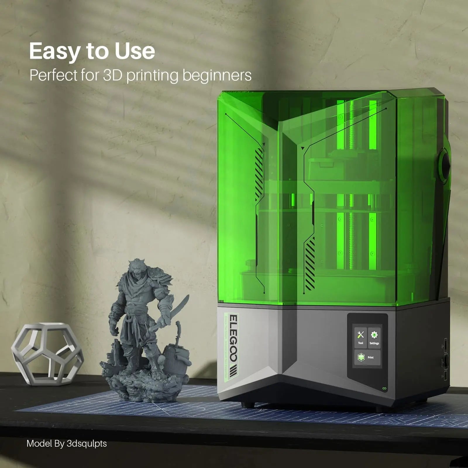 ELEGOO Saturn 4 Ultra 12K Resin 3D Printer, with Smart Automatic Leveling, 10-Inch 12K Monochrome LCD, 150mm/h Faster Printing Speed,8.62x4.84x8.66 Inch Printing Size - i3dyou