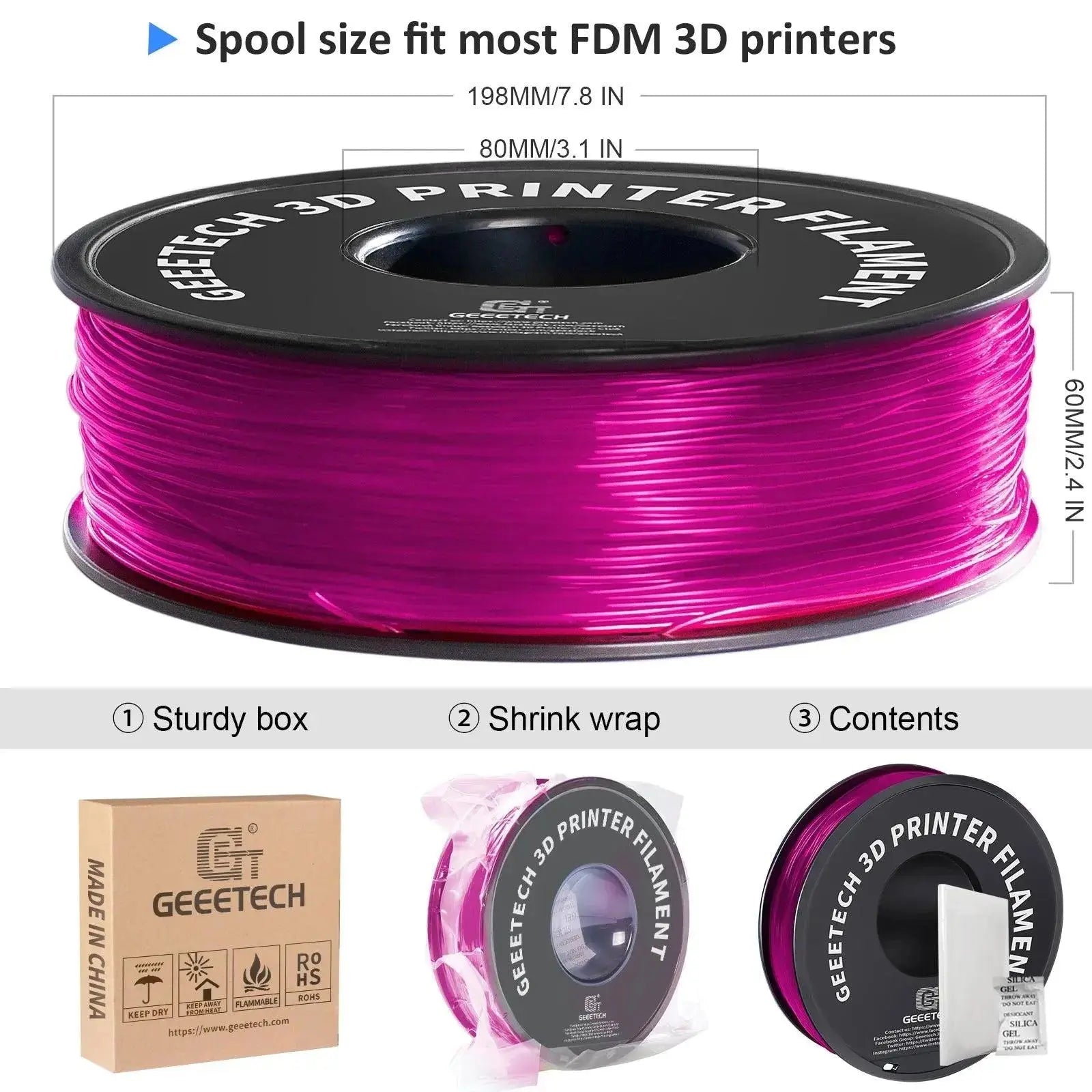 GEEETECH 1KG 1.75mm TPU Filament Flexible material  for 3D Printers overseas warehouse fast shipping - i3dyou