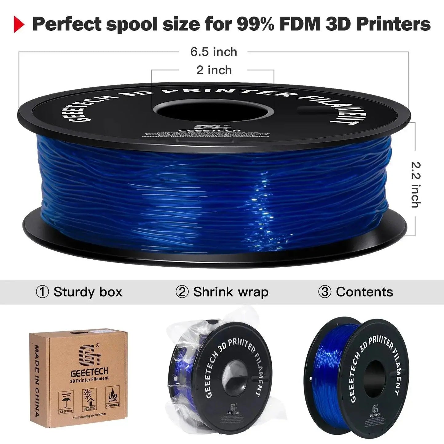 GEEETECH 1KG 1.75mm TPU Filament Flexible material  for 3D Printers overseas warehouse fast shipping - i3dyou