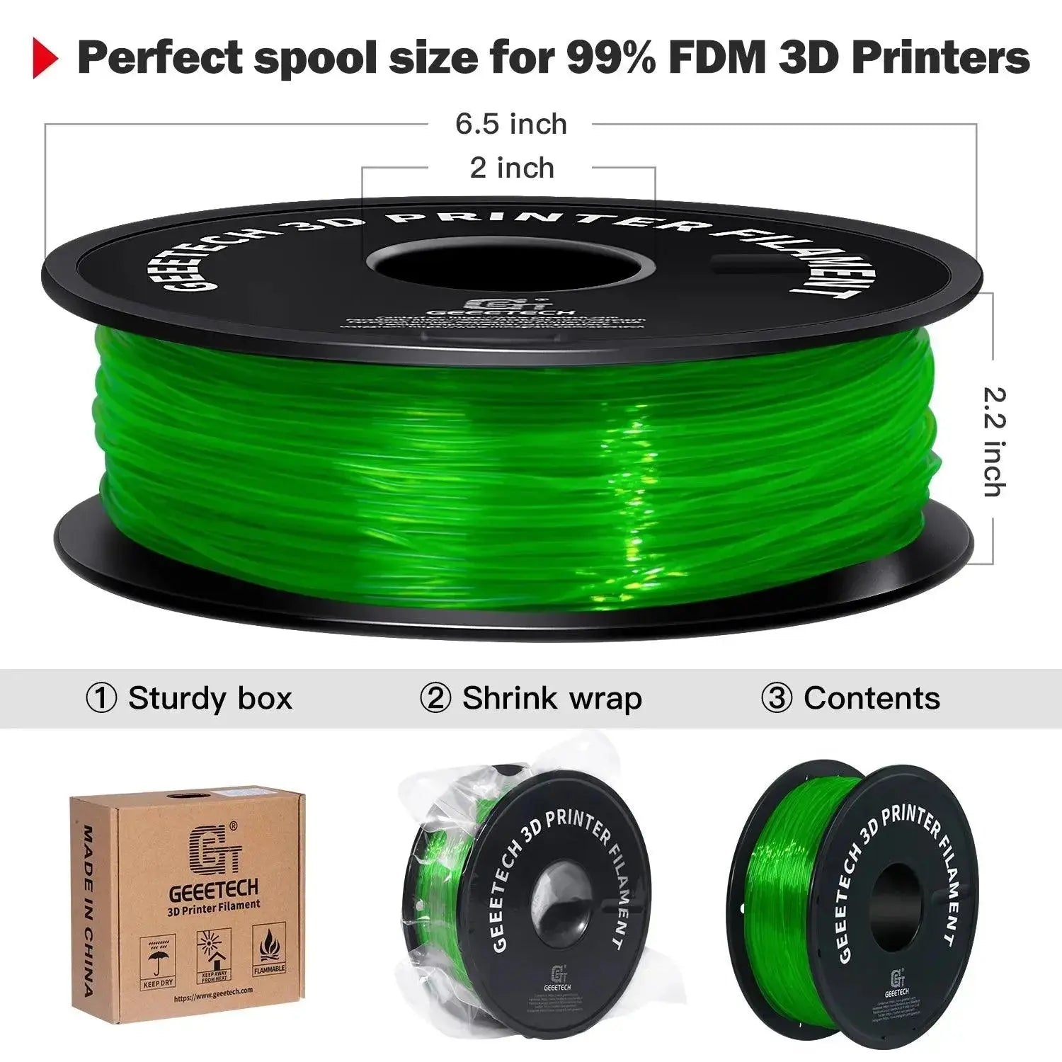 GEEETECH 1KG 1.75mm TPU Filament Flexible material  for 3D Printers overseas warehouse fast shipping - i3dyou