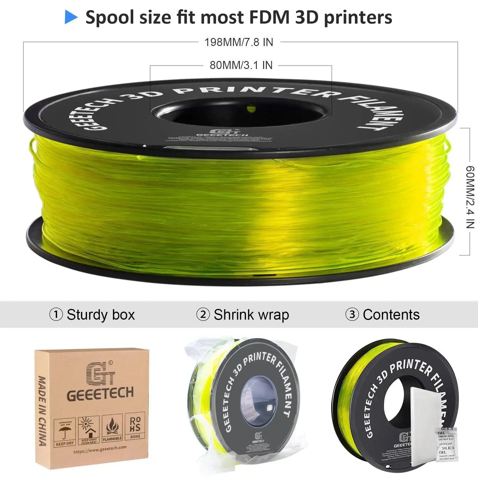 GEEETECH 1KG 1.75mm TPU Filament Flexible material  for 3D Printers overseas warehouse fast shipping - i3dyou