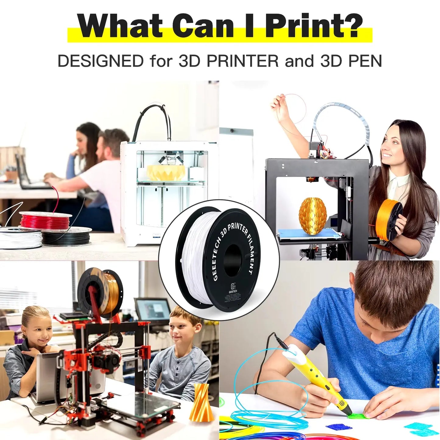 GEEETECH TPU 3D Printer Flexible Filament material 1kg 2.2LBS/Spool 1.75mm Plastic Vacuum Packaging Non-Toxic Shore Hardness 95A - i3dyou