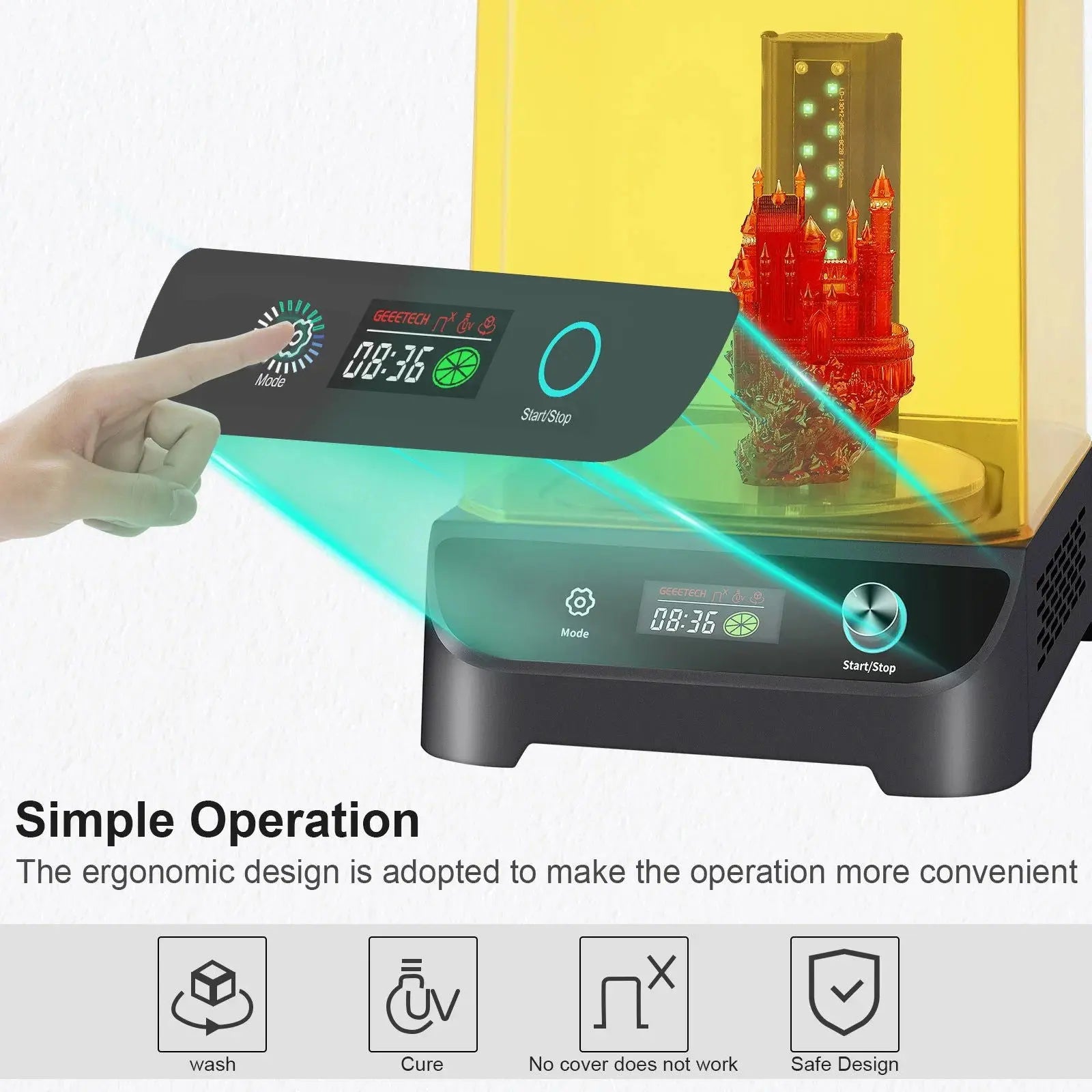 Geeetech Wash and Cure 2 in 1 Machine, UV Resin Model Curing Box washing Station with UV Resin Glue for LCD SLA DLP 3D Printing - i3dyou