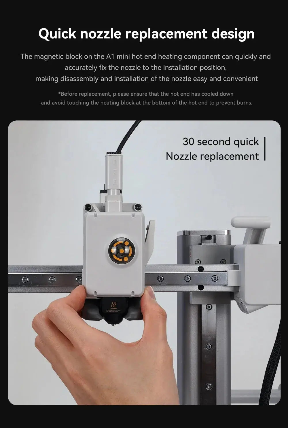 Hot end For Bambu Lab A1 mini–Assembly Hot end Kit 0.2 0.4 0.6 0.8MM Replaceable Nozzle For 3D printer Bamboo Lab A1/A1 mini - i3dyou