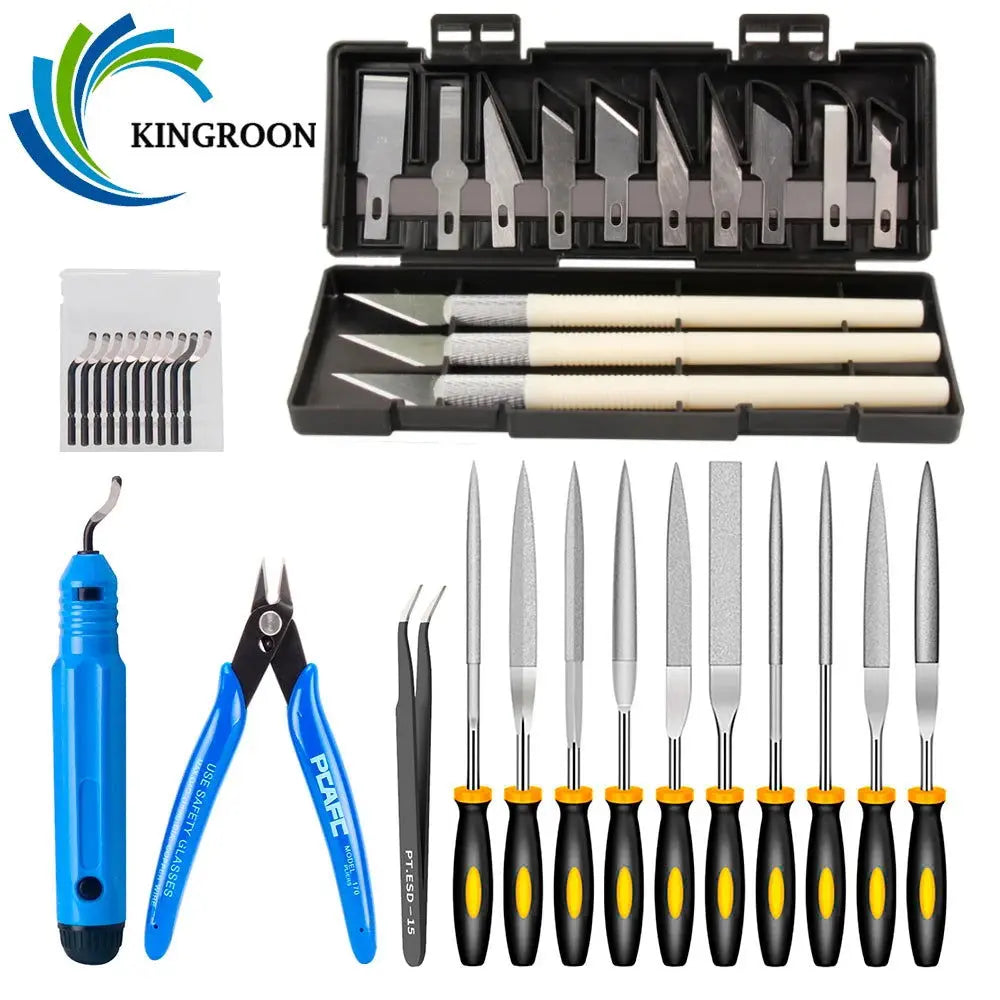 KINGROON Deburring Tool Kit Engraving Knife Carving Tool DIY 3D Printer Part 3D Model File Cutter Scraper Material Removal Tool - i3dyou