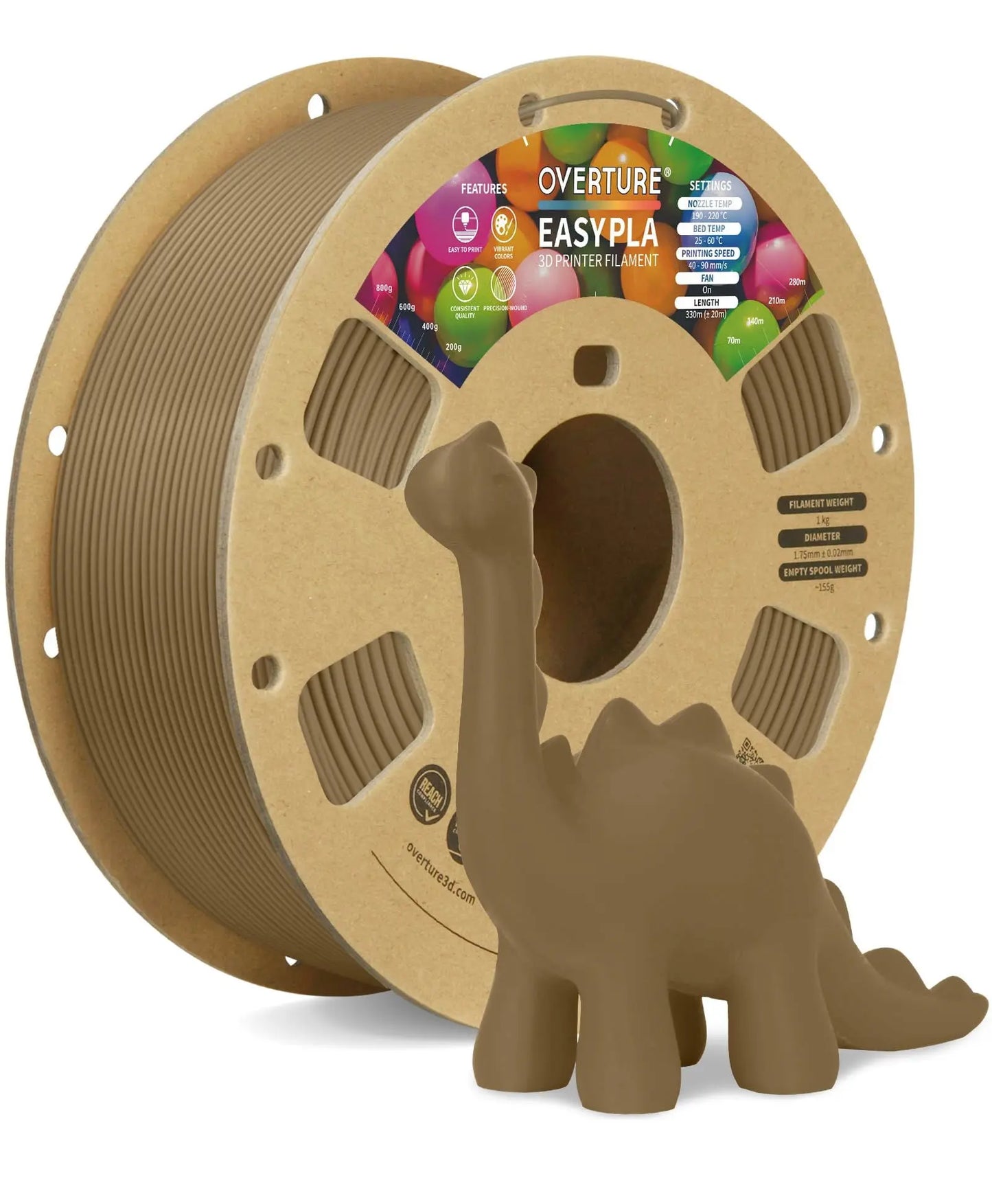 OVERTURE Easy PLA 1.75mm 3D Printer Filament, 1kg PLA Cardboard Spool (2.2lbs), Dimensional Accuracy +/- 0.02mm, Fit Most FDM Printer (Easy Natural) - i3dyou