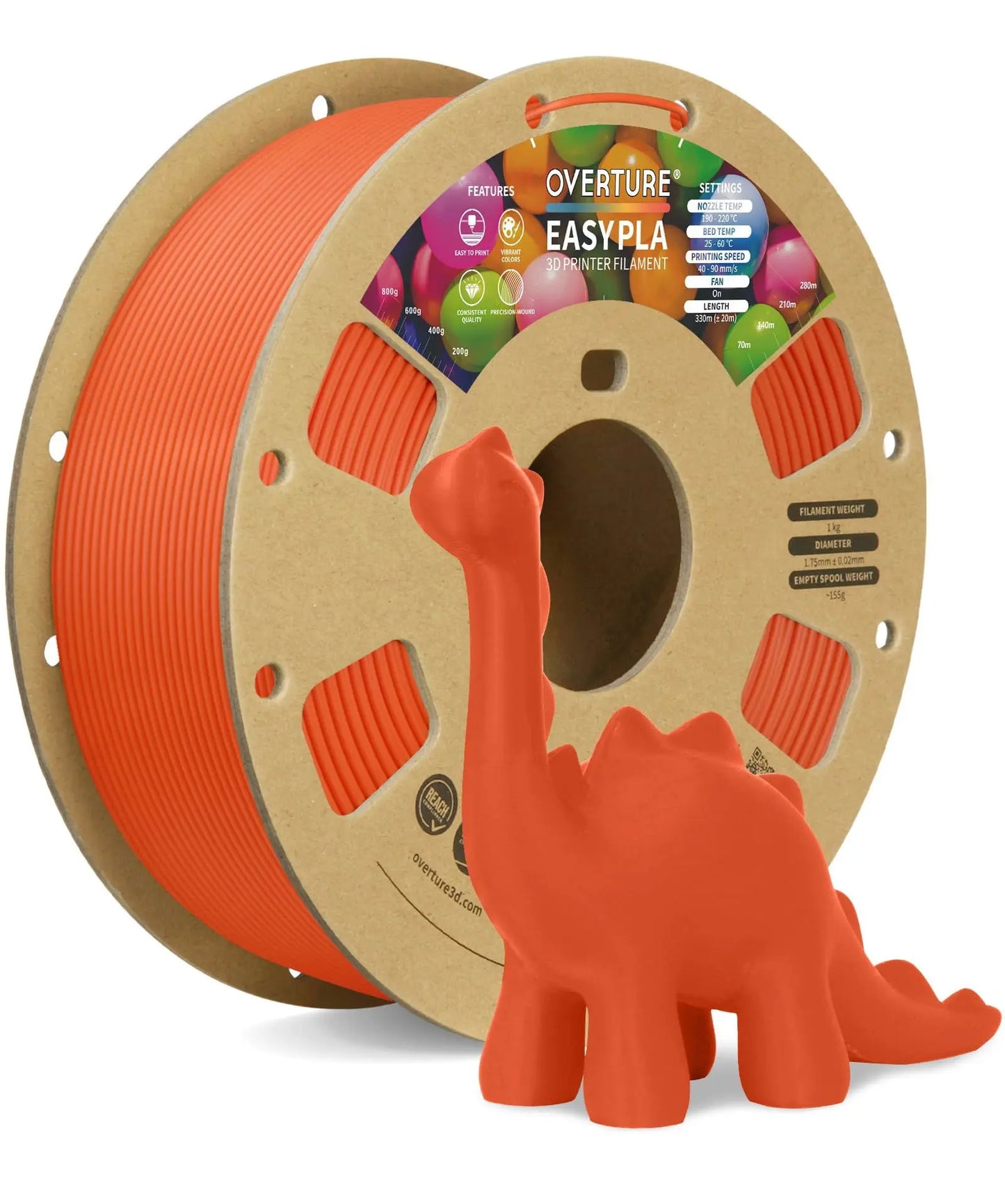 OVERTURE Easy PLA 1.75mm 3D Printer Filament, 1kg PLA Cardboard Spool (2.2lbs), Dimensional Accuracy +/- 0.02mm, Fit Most FDM Printer (Easy Natural) - i3dyou