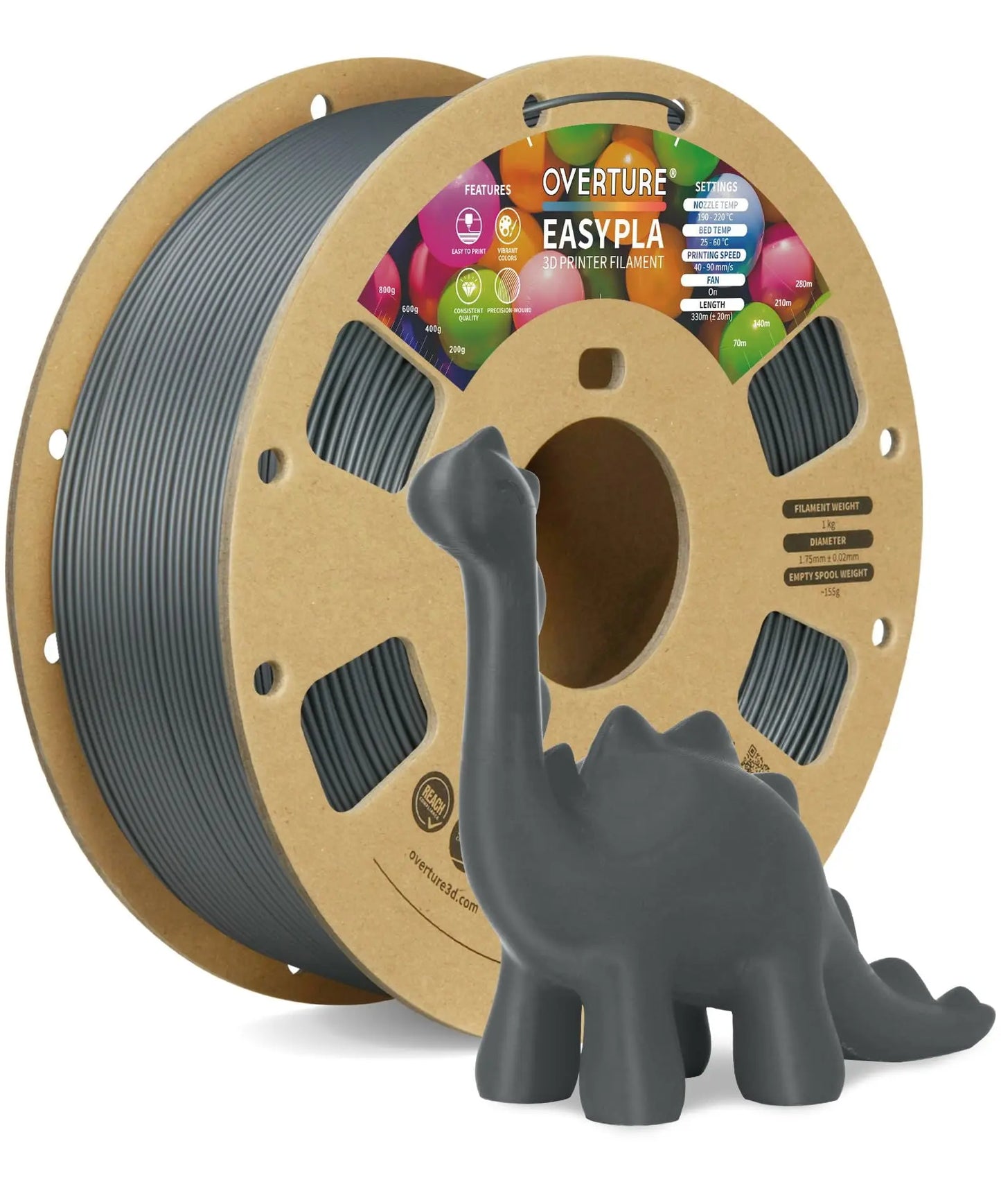 OVERTURE Easy PLA 1.75mm 3D Printer Filament, 1kg PLA Cardboard Spool (2.2lbs), Dimensional Accuracy +/- 0.02mm, Fit Most FDM Printer (Easy Natural) - i3dyou
