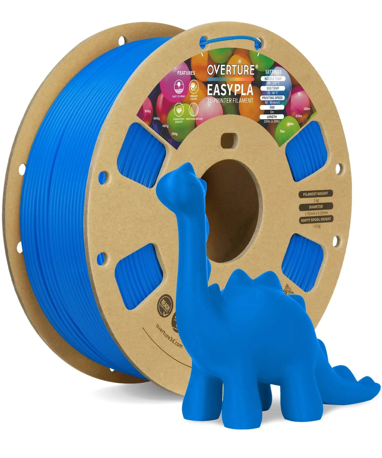OVERTURE Easy PLA 1.75mm 3D Printer Filament, 1kg PLA Cardboard Spool (2.2lbs), Dimensional Accuracy +/- 0.02mm, Fit Most FDM Printer (Easy Natural) - i3dyou