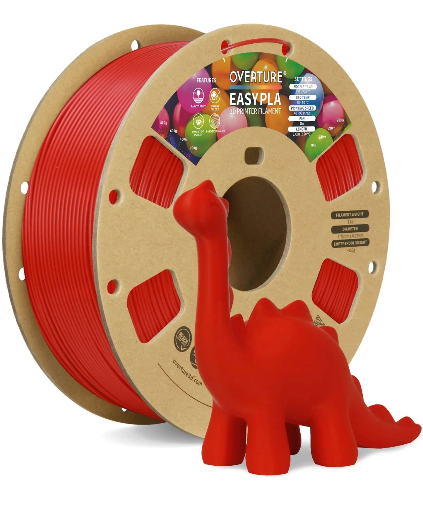 OVERTURE Easy PLA 1.75mm 3D Printer Filament, 1kg PLA Cardboard Spool (2.2lbs), Dimensional Accuracy +/- 0.02mm, Fit Most FDM Printer (Easy Natural) - i3dyou