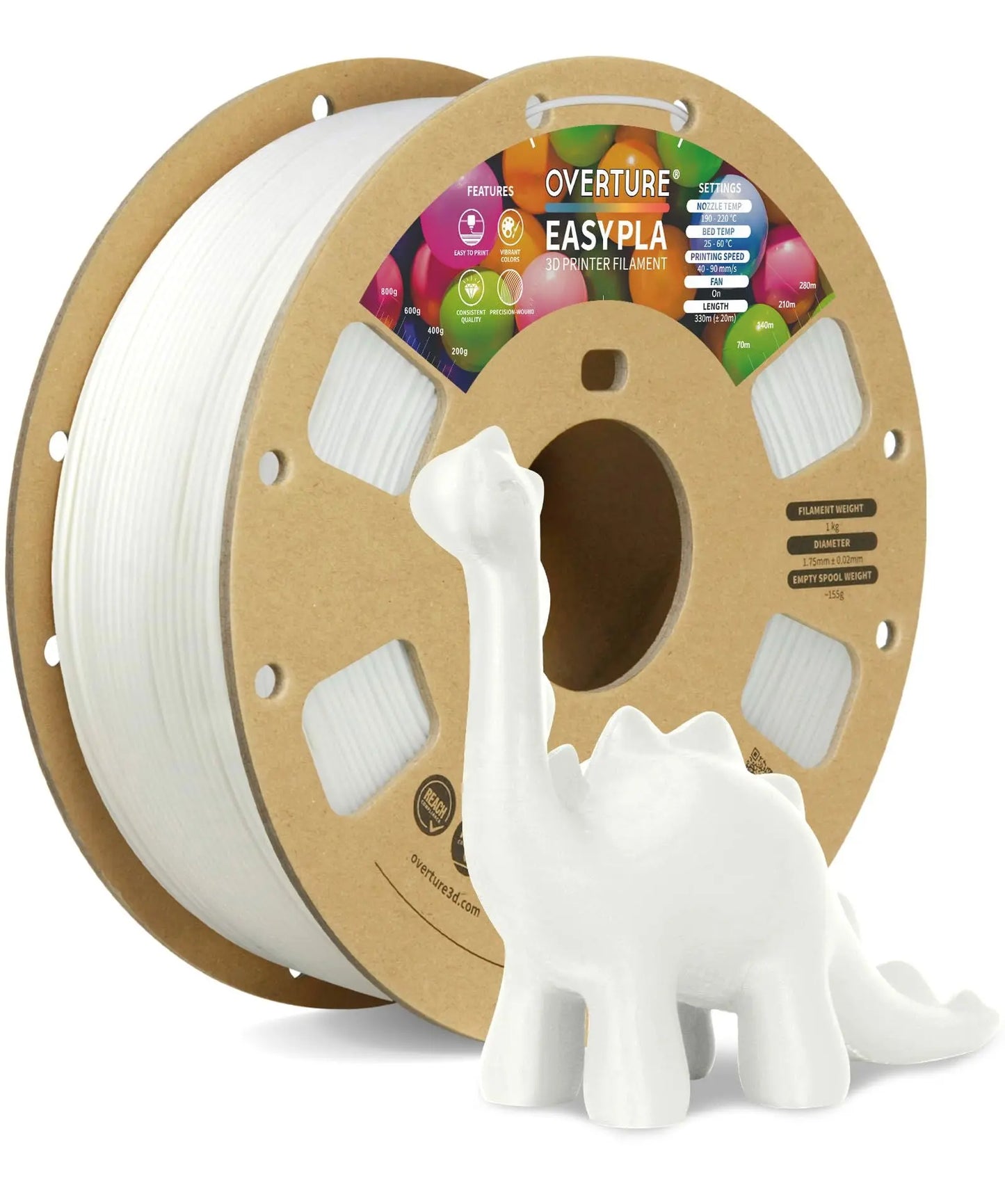 OVERTURE Easy PLA 1.75mm 3D Printer Filament, 1kg PLA Cardboard Spool (2.2lbs), Dimensional Accuracy +/- 0.02mm, Fit Most FDM Printer (Easy Natural) - i3dyou