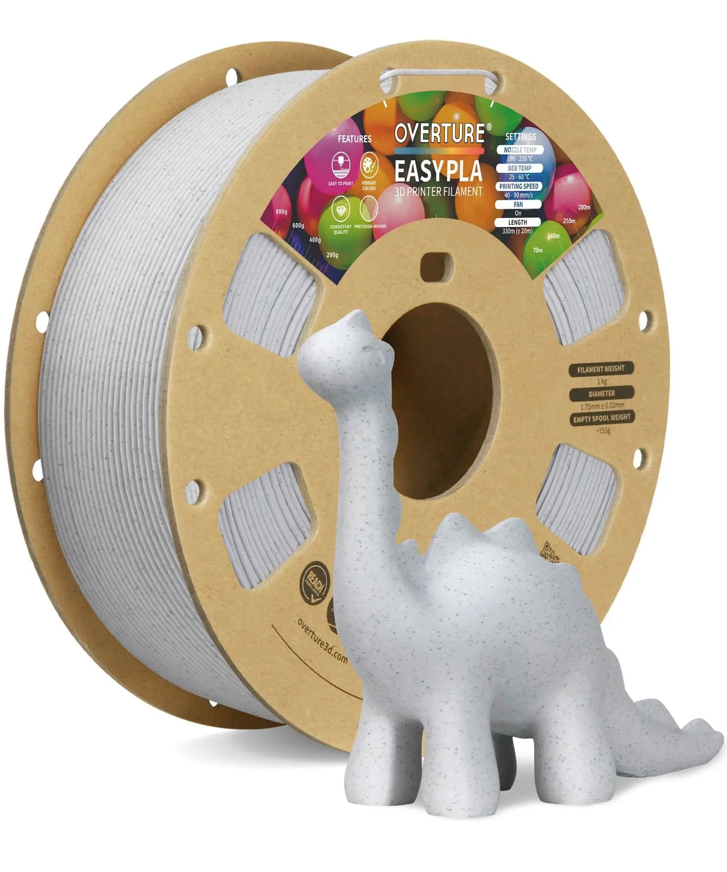 OVERTURE Easy PLA 1.75mm 3D Printer Filament, 1kg PLA Cardboard Spool (2.2lbs), Dimensional Accuracy +/- 0.02mm, Fit Most FDM Printer (Easy Natural) - i3dyou