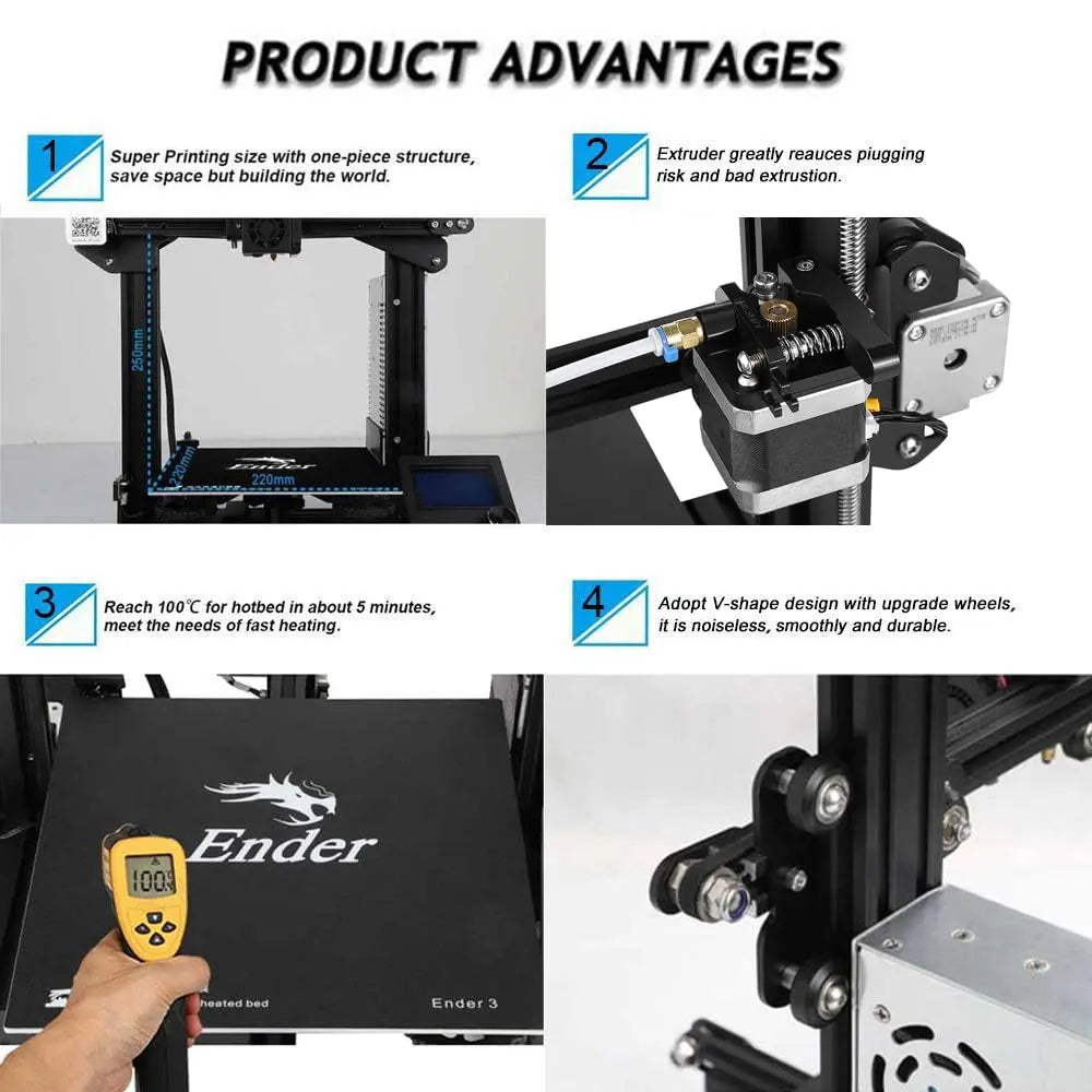 Official Creality Ender 3 3D Printer Fully Open Source with Resume Printing Function DIY 3D Printers Printing Size 8.66x8.66x9.84 inch - i3dyou