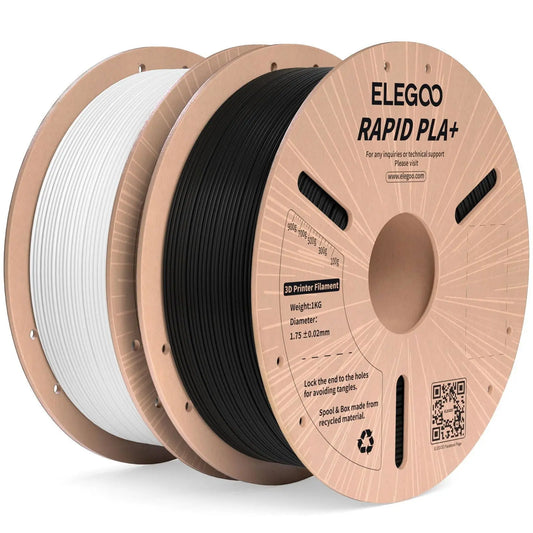 PLA Plus Filament ELEGOO Rapid 1.75mm Black & White 2KG, PLA+ 3D Printer Filament for 30-600 mm/s High Speed Printing, Dimensional Accuracy +/- 0.02 mm, 2 Pack 1kg Spool(2.2lbs) - i3dyou