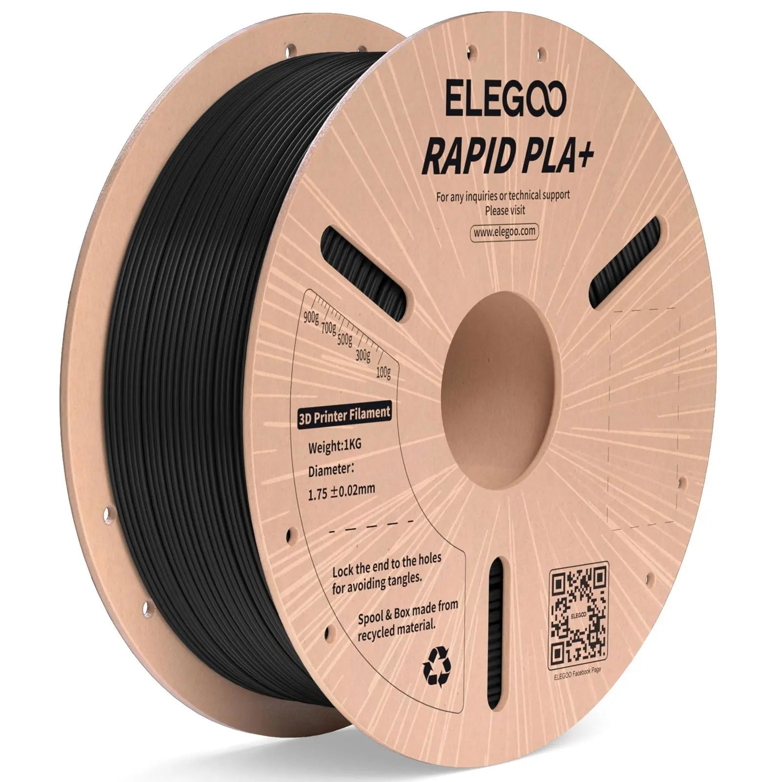 PLA Plus Filament ELEGOO Rapid 1.75mm Black & White 2KG, PLA+ 3D Printer Filament for 30-600 mm/s High Speed Printing, Dimensional Accuracy +/- 0.02 mm, 2 Pack 1kg Spool(2.2lbs) - i3dyou