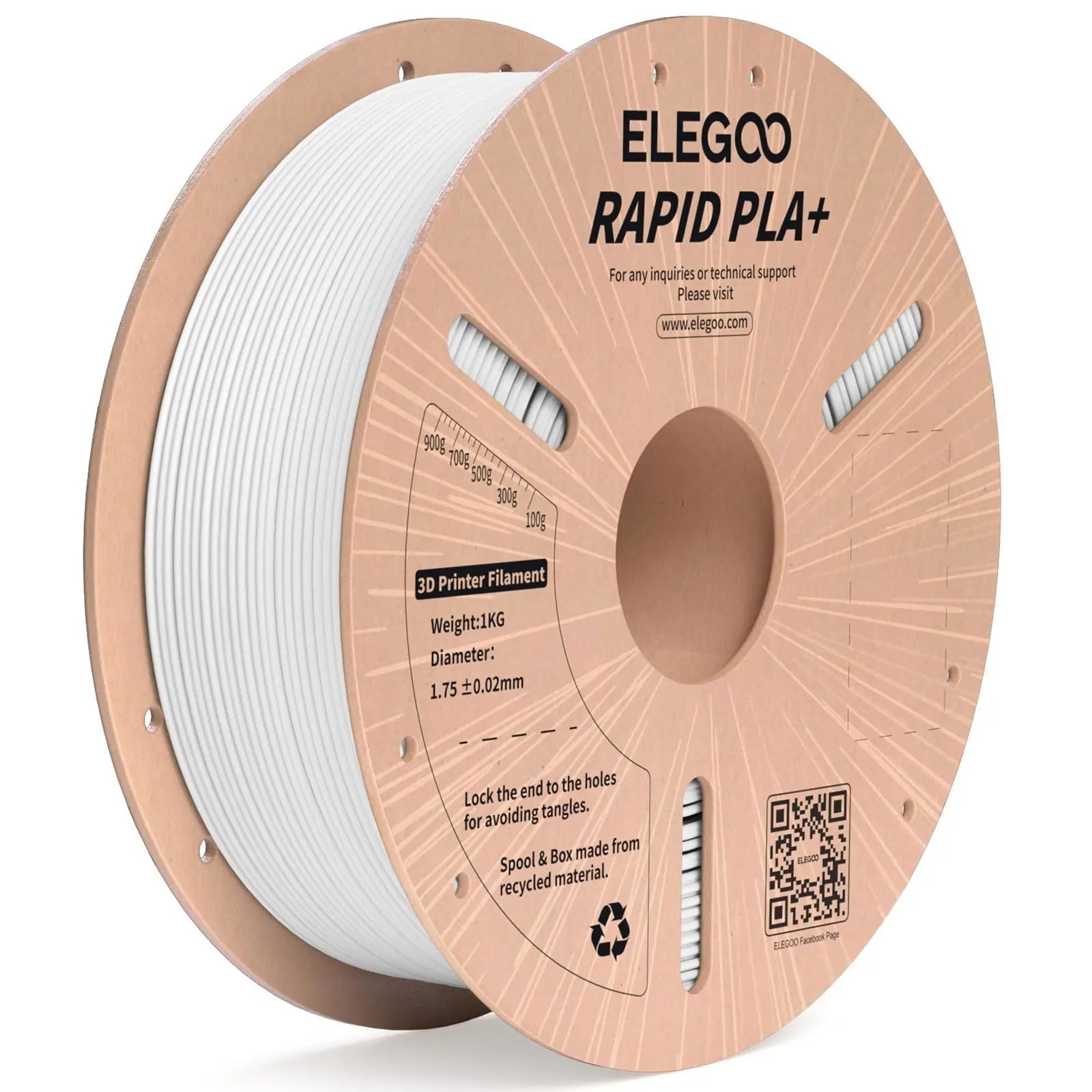 PLA Plus Filament ELEGOO Rapid 1.75mm Black & White 2KG, PLA+ 3D Printer Filament for 30-600 mm/s High Speed Printing, Dimensional Accuracy +/- 0.02 mm, 2 Pack 1kg Spool(2.2lbs) - i3dyou