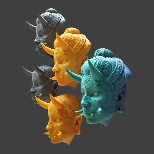 Samurai Skull and Hannya Mask wall Art 3d printable files - i3dyou