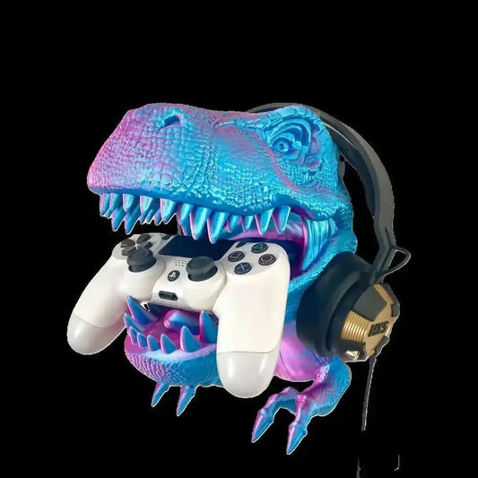 T-Rex Gaming Control Holder 3d print file , Headphone Holder, Dinosaur Wall Decor, Wall Mounted T-rex STL file - i3dyou