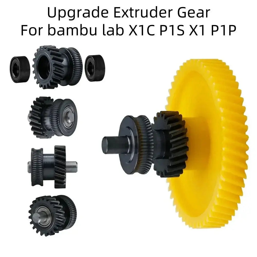 Upgrade Hardened Steel Extruder Gear Assembly For Bambu Lab P1S P1P X1 Carbon X1C 3D Printer Nickel Plating Wear-resisting - i3dyou