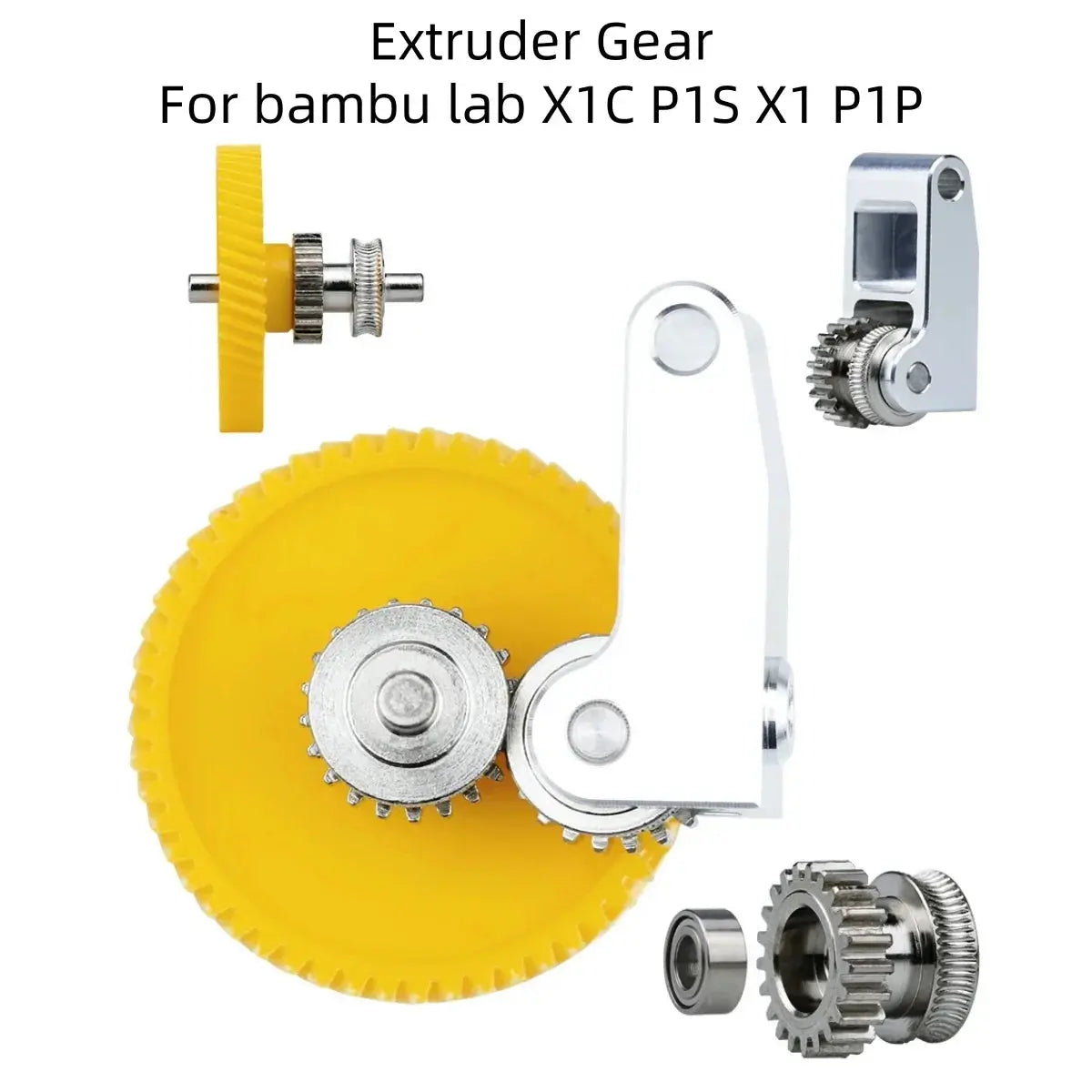 Upgrade Hardened Steel Extruder Gear Assembly For Bambu Lab P1S P1P X1 Carbon X1C 3D Printer Nickel Plating Wear-resisting - i3dyou