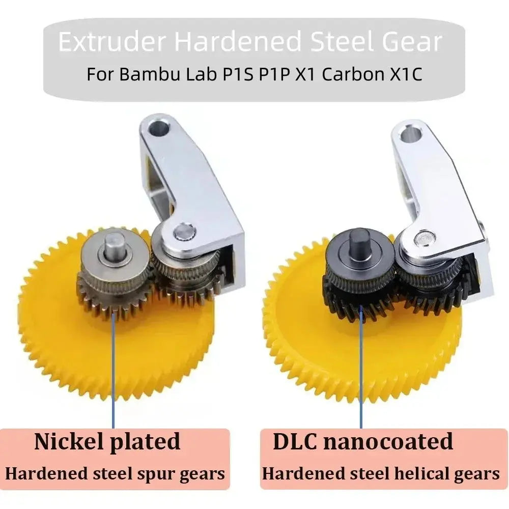 Upgrade Hardened Steel Extruder Gear Assembly For Bambu Lab P1S P1P X1 Carbon X1C 3D Printer Nickel Plating Wear-resisting - i3dyou