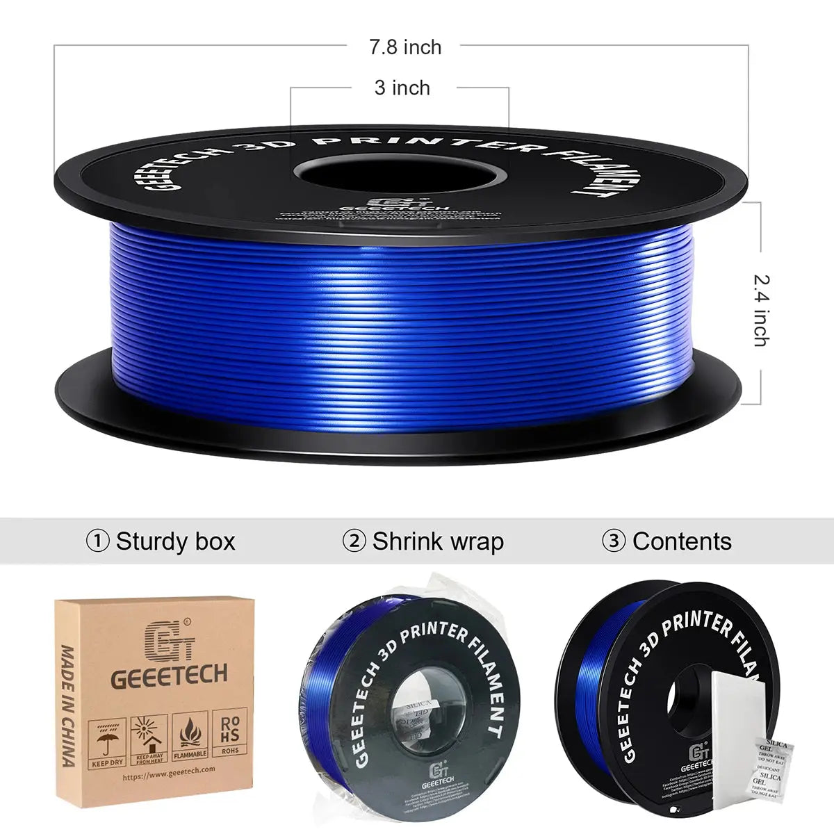 GEEETECH Silk PLA 3d Filament Wire 1kg 1.75mm Spool Wire 3D Printer Material 3D Print Refills, Fast Delivery Vacuum Package - i3dyou