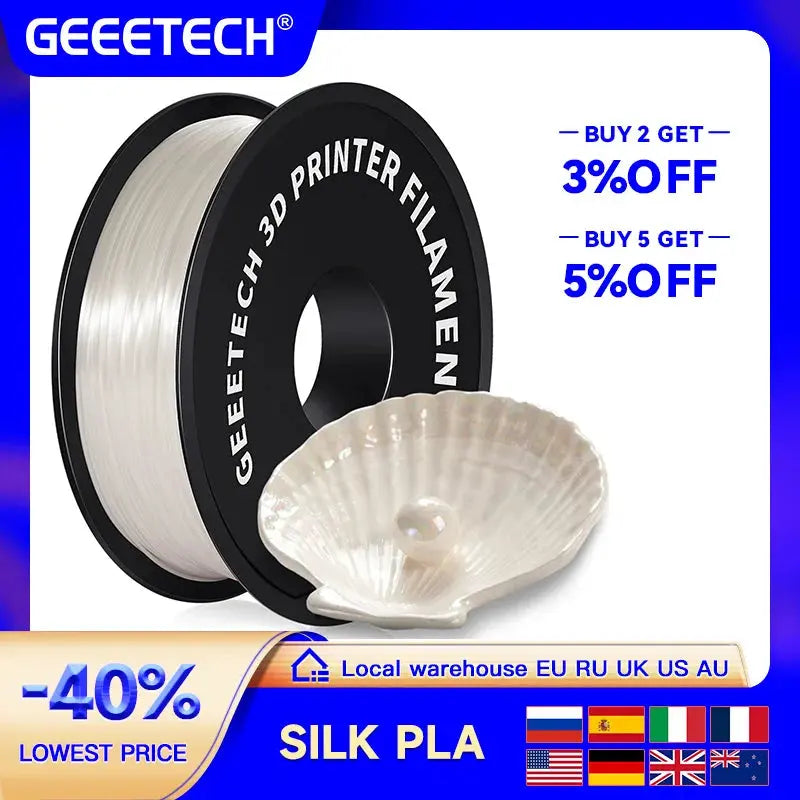 GEEETECH Silk PLA 3d Filament Wire 1kg 1.75mm Spool Wire 3D Printer Material 3D Print Refills, Fast Delivery Vacuum Package - i3dyou
