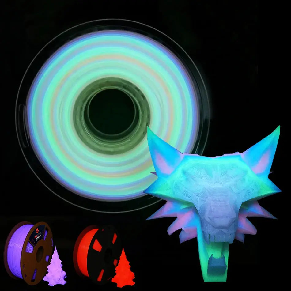 PLA Luminous Filament Rainbow Noctilucent Red Blue Luminous 250g, 500g PLA 3D Printing Plastic wire Vacuum Packaging i3dyou