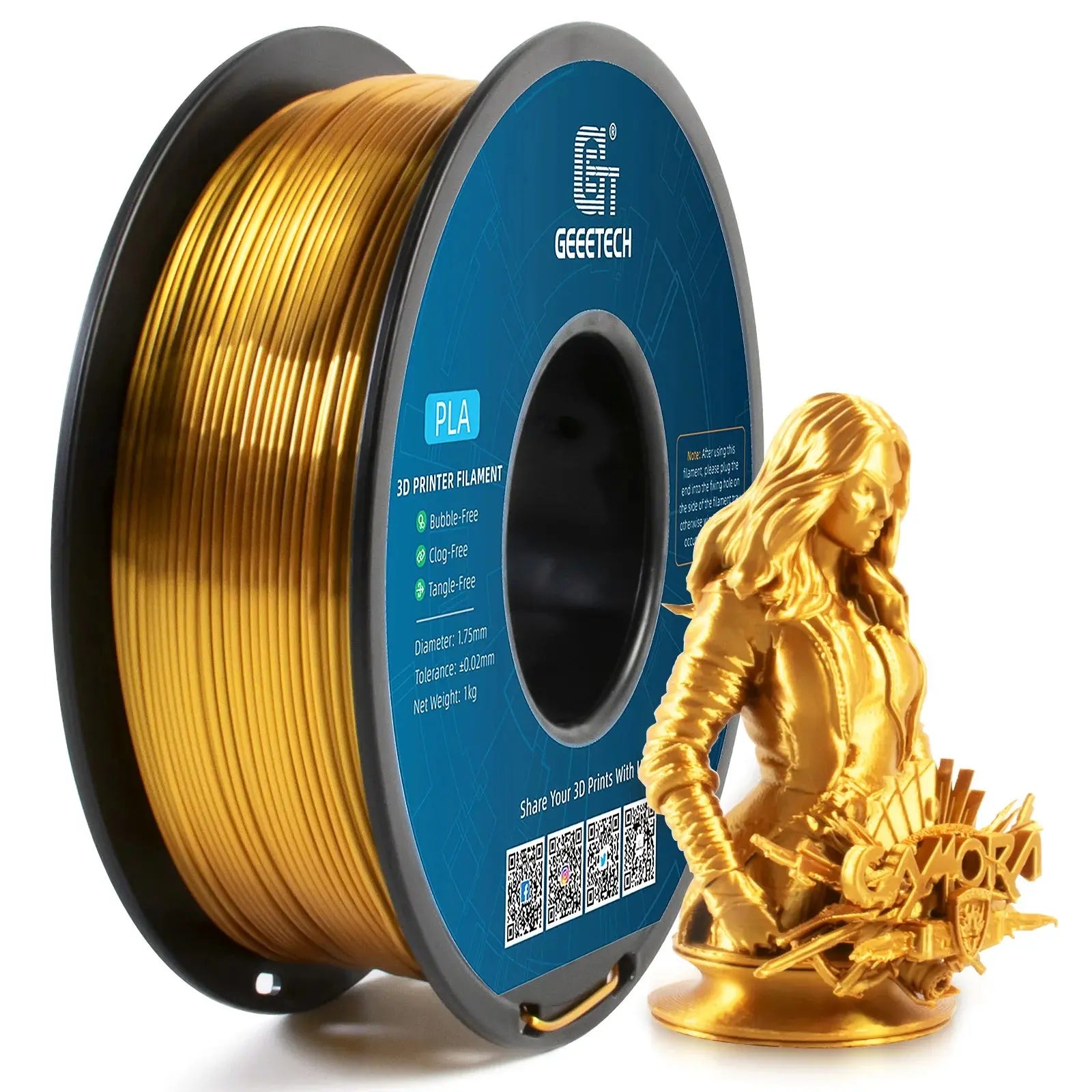 GEEETECH Silk PLA 3d Filament Wire 1kg 1.75mm Spool Wire 3D Printer Material 3D Print Refills, Fast Delivery Vacuum Package - i3dyou