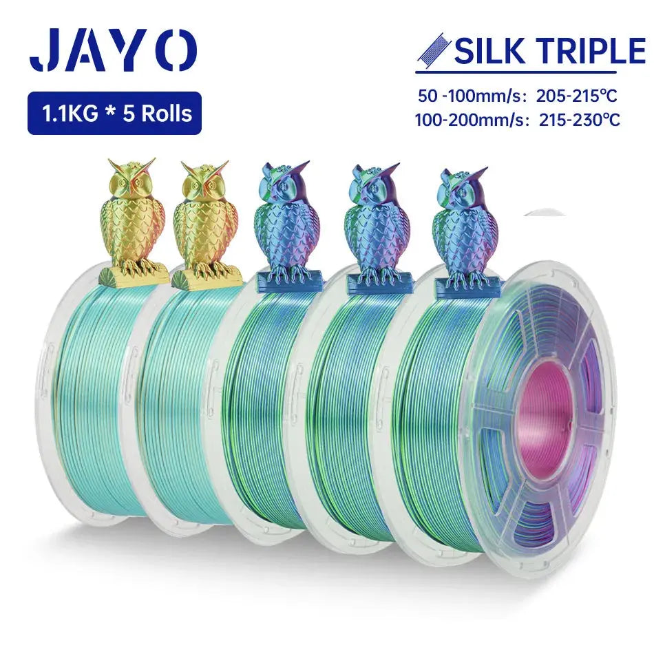JAYO Silk PLA+ Rainbow/ PLA Rainbow 3D Printer Filament 1.75mm SILK PLA plus Dual / Triple Color 3D Filament 1.1kg 5 Rolls/set - i3dyou