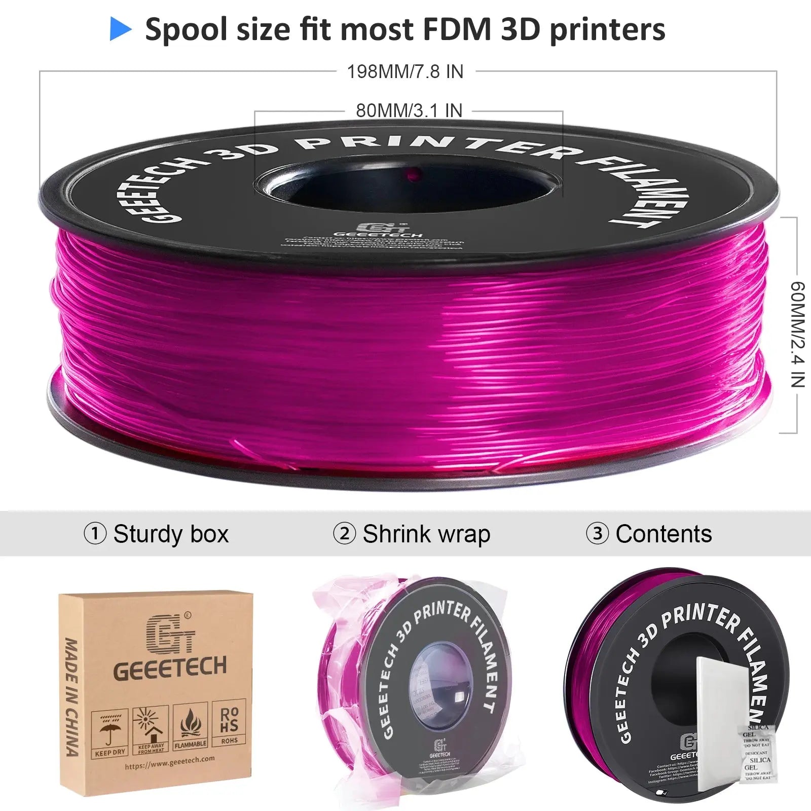 GEEETECH 1KG 1.75mm TPU Filament Flexible material for 3D Printers overseas warehouse fast shipping - i3dyou