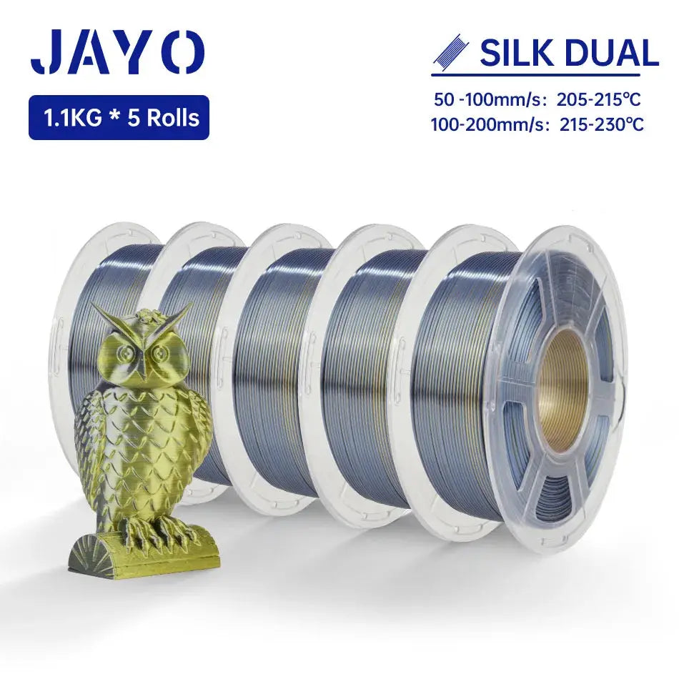 JAYO Silk PLA+ Rainbow/ PLA Rainbow 3D Printer Filament 1.75mm SILK PLA plus Dual / Triple Color 3D Filament 1.1kg 5 Rolls/set - i3dyou