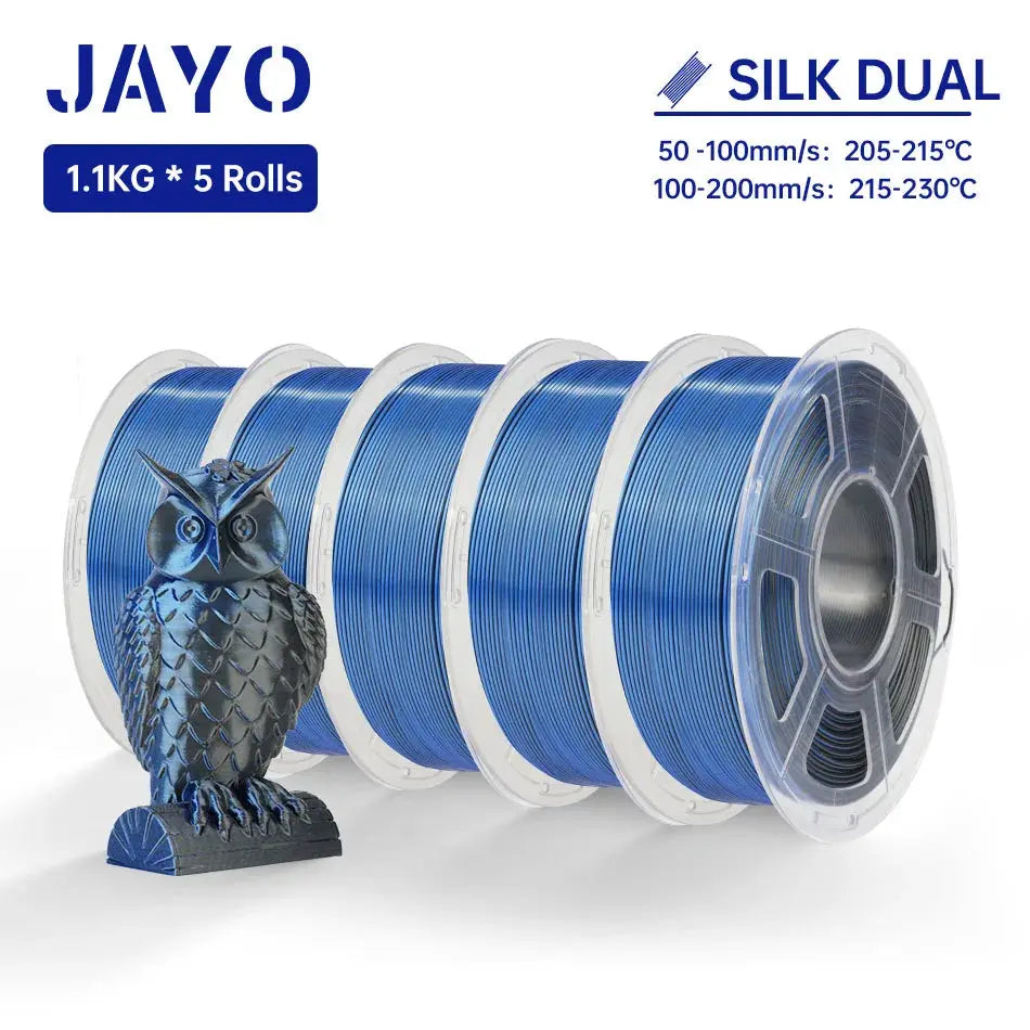 JAYO Silk PLA+ Rainbow/ PLA Rainbow 3D Printer Filament 1.75mm SILK PLA plus Dual / Triple Color 3D Filament 1.1kg 5 Rolls/set - i3dyou