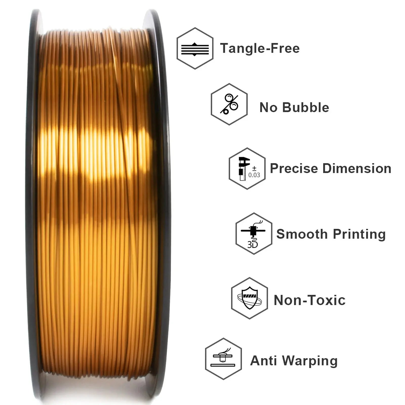GEEETECH Silk PLA 3d Filament Wire 1kg 1.75mm Spool Wire 3D Printer Material 3D Print Refills, Fast Delivery Vacuum Package - i3dyou