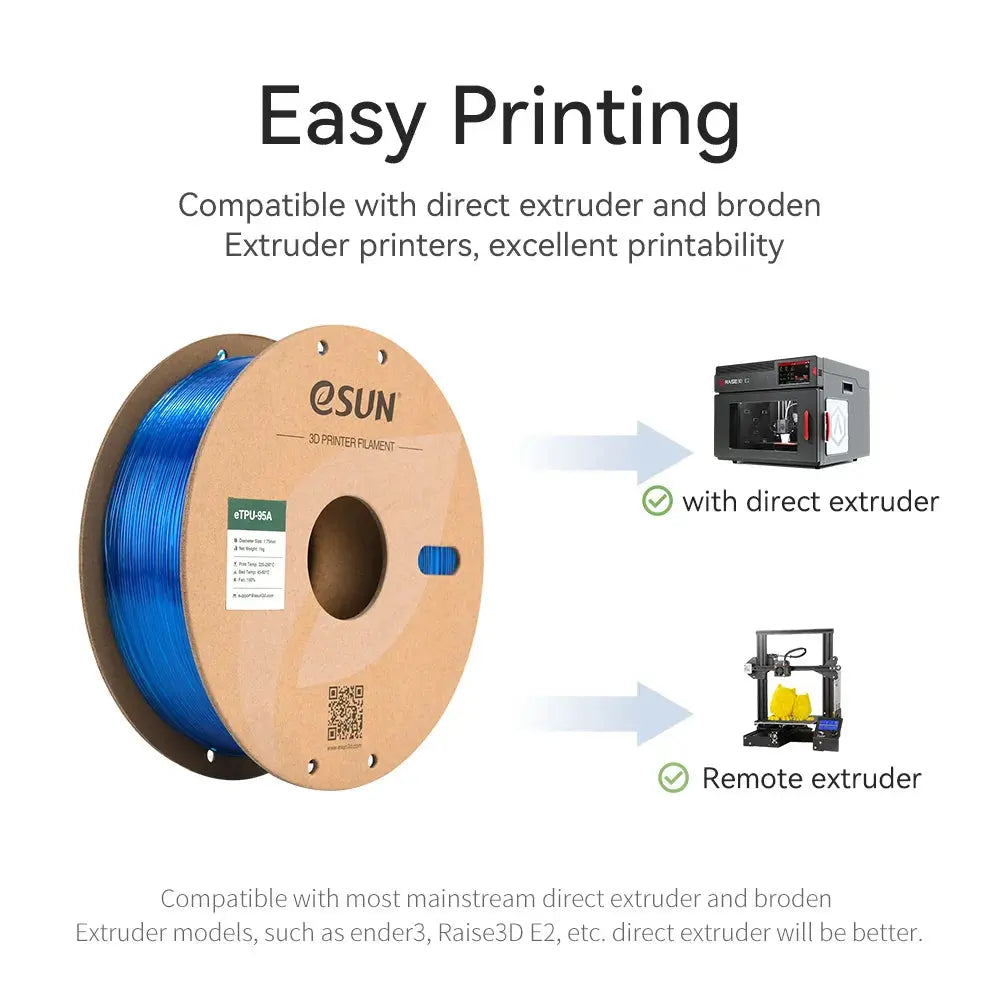 eSUN Flexible TPU Filament 1.75mm,TPU 95A 3D Printer Filament 1KG 2.2 LBS Spool 3D Printing Material TPU 95A  For 3D Printers - i3dyou