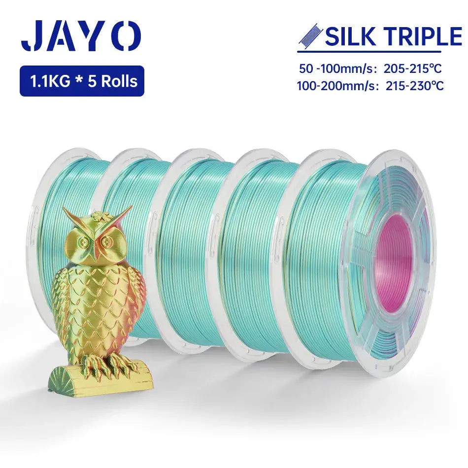JAYO Silk PLA+ Rainbow/ PLA Rainbow 3D Printer Filament 1.75mm SILK PLA plus Dual / Triple Color 3D Filament 1.1kg 5 Rolls/set - i3dyou