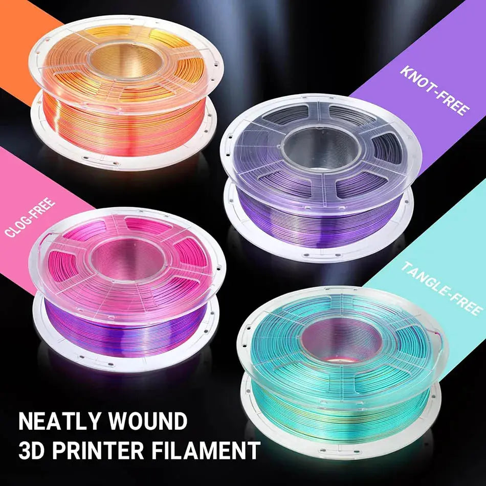 JAYO Silk PLA+ Rainbow/ PLA Rainbow 3D Printer Filament 1.75mm SILK PLA plus Dual / Triple Color 3D Filament 1.1kg 5 Rolls/set - i3dyou